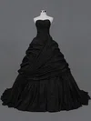 Taffeta Strapless Ball Gown Court Train with Pick-Ups Prom Dresses #UKM020104473