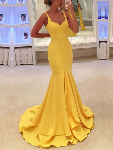 Off-the-shoulder yellow prom dress, mermaid long evening gowns – Ballbella