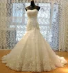 Trumpet/Mermaid Sweetheart Tulle Sweep Train Wedding Dresses With Appliques Lace #UKM00023009