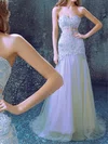 Trumpet/Mermaid Sweetheart Tulle Sweep Train Wedding Dresses With Appliques Lace #UKM00023012