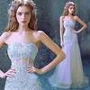 Trumpet/Mermaid Sweetheart Tulle Sweep Train Wedding Dresses With Appliques Lace #UKM00023012