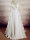 Ball Gown V-neck Tulle Sweep Train Wedding Dresses With Appliques Lace #UKM00023017