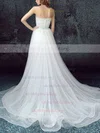 Tulle Lace Strapless A-line Sweep Train with Sashes / Ribbons Wedding Dresses #UKM00023033