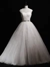 Ball Gown Sweetheart Tulle Floor-length Wedding Dresses With Beading #UKM00023041