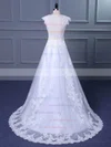 Tulle V-neck Princess Sweep Train with Appliques Lace Wedding Dresses #UKM00023047