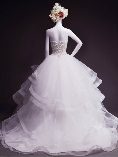 Tulle Sweetheart Ball Gown Court Train with Beading Wedding Dresses #UKM00023050