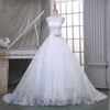 Ball Gown Illusion Lace Sweep Train Wedding Dresses With Sashes / Ribbons #UKM00023051