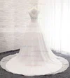 Chiffon V-neck Ball Gown Court Train with Ruffles Wedding Dresses #UKM00023056