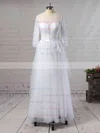 Tulle Scoop Neck A-line Floor-length with Sashes / Ribbons Wedding Dresses #UKM00023060