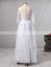 Tulle Scoop Neck A-line Floor-length with Sashes / Ribbons Wedding Dresses #UKM00023060