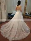 Tulle V-neck Ball Gown Sweep Train with Appliques Lace Wedding Dresses #UKM00023062