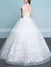 Organza Scoop Neck Ball Gown Floor-length with Appliques Lace Wedding Dresses #UKM00023065