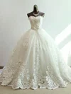Ball Gown Sweetheart Tulle Chapel Train Wedding Dresses With Beading #UKM00023073