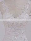 Lace Tulle V-neck Trumpet/Mermaid Court Train with Appliques Lace Wedding Dresses #UKM00023074