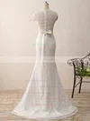 Lace V-neck Trumpet/Mermaid Sweep Train with Sashes / Ribbons Wedding Dresses #UKM00023075