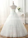 Tulle V-neck Ball Gown Floor-length with Beading Wedding Dresses #UKM00023077