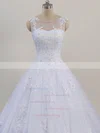 Tulle Scoop Neck Ball Gown Sweep Train with Beading Wedding Dresses #UKM00023081