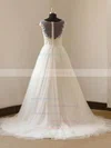 Tulle Scoop Neck Princess Sweep Train with Appliques Lace Wedding Dresses #UKM00023088