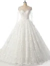 Ball Gown Illusion Tulle Court Train Wedding Dresses With Beading #UKM00023089