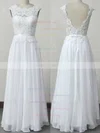 Chiffon Tulle Scoop Neck A-line Floor-length with Appliques Lace Wedding Dresses #UKM00023007