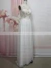 A-line V-neck Chiffon Sweep Train Crystal Detailing Prom Dresses #UKM020104330