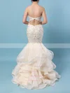 Trumpet/Mermaid Sweetheart Organza Sweep Train Beading Prom Dresses #UKM020104547