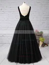 Ball Gown Scoop Neck Tulle Velvet Floor-length Sashes / Ribbons Prom Dresses #UKM020104548