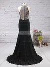 Trumpet/Mermaid Scoop Neck Chiffon Sweep Train Crystal Detailing Prom Dresses #UKM020104550