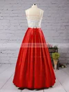 Ball Gown Square Neckline Satin Floor-length Beading Prom Dresses #UKM020104552