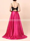 Princess V-neck Satin Floor-length Beading Prom Dresses #UKM020104554