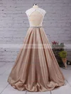 Ball Gown Scoop Neck Lace Taffeta Floor-length Sashes / Ribbons Prom Dresses #UKM020104573