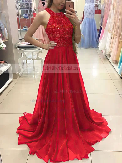 Red halter neck hot sale prom dress uk