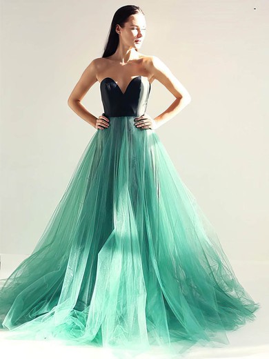 Princess Sweetheart Tulle Sweep Train Prom Dresses #UKM020104854