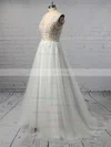 Princess V-neck Tulle Floor-length Beading Prom Dresses #UKM020104855
