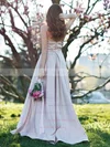 A-line Halter Satin Floor-length Prom Dresses #UKM020104861