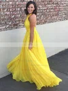 Princess Halter Chiffon Floor-length Sashes / Ribbons Prom Dresses #UKM020104877