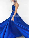 Satin V-neck Princess Floor-length Prom Dresses #UKM020104903
