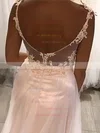 Princess V-neck Tulle Sweep Train Appliques Lace Prom Dresses #UKM020104965