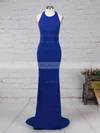 Trumpet/Mermaid Halter Jersey Floor-length Sequins Prom Dresses #UKM020104808