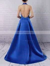 A-line Halter Satin Floor-length Split Front Prom Dresses #UKM020104823