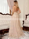 Princess V-neck Tulle Sweep Train Sashes / Ribbons Prom Dresses #UKM020105000