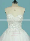 Organza Sweetheart Ball Gown Court Train Appliques Lace Wedding Dresses #UKM00023098