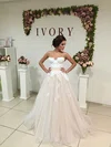 Ball Gown Sweetheart Tulle Sweep Train Wedding Dresses With Appliques Lace #UKM00023110