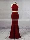 Sheath/Column Scoop Neck Jersey Floor-length Prom Dresses #UKM020105174