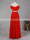 A-line Off-the-shoulder Silk-like Satin Floor-length Split Front Prom Dresses #UKM020105268
