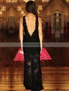 Sheath/Column Scalloped Neck Lace Floor-length Appliques Lace Prom Dresses #UKM020105298