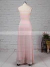 Sheath/Column V-neck Chiffon Floor-length Split Front Prom Dresses #UKM020105326