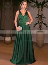 Princess V-neck Satin Floor-length Prom Dresses #UKM020105328