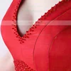 A-line V-neck Satin Asymmetrical Beading Prom Dresses #UKM020105372