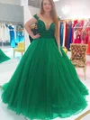Ball Gown Scoop Neck Tulle Floor-length Lace Prom Dresses #UKM020105416